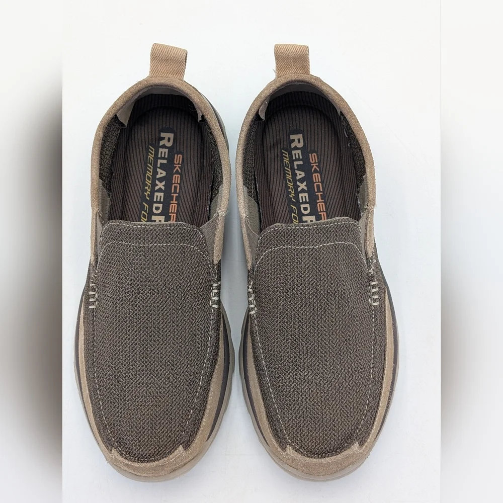 Skechers Pollard Wilfred Men Sz 9 Slip-Ins Memory Foam Mesh Upper Brown Loafers